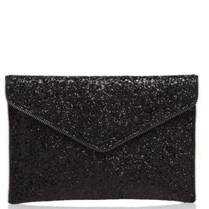 Rebecca Minkoff Women's Black Glitter Leo Clutch